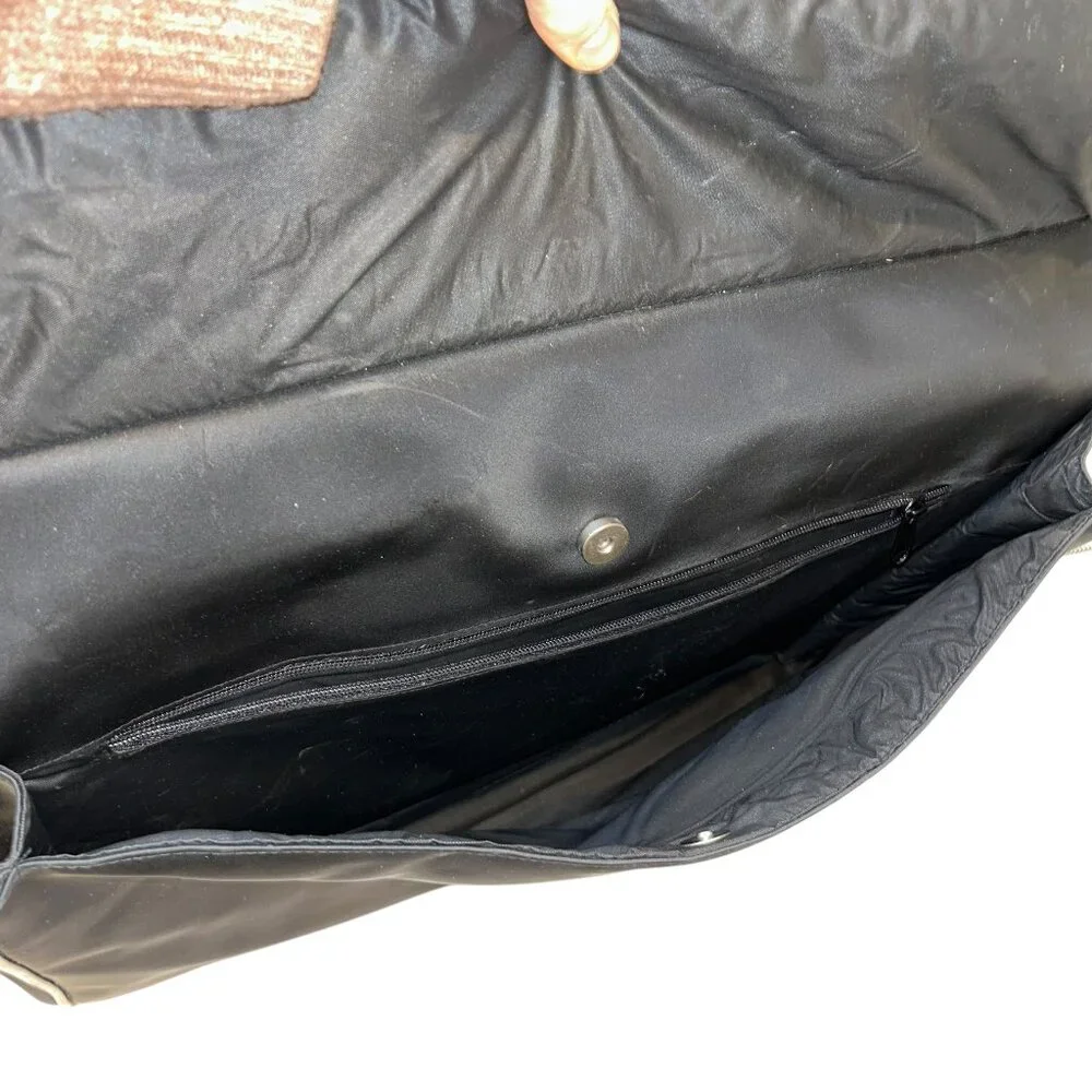 dunhill black leather trim nylon top handle briefcase bag